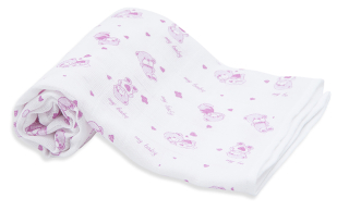 Textil pelenka /Rózsaszín macis